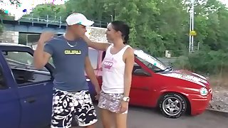 horny couple fucking in public