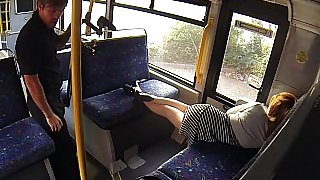 Sleepy babe woken and fucked hard in the bus